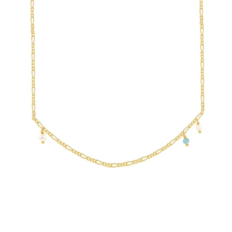 Hultquist Halskette mit Anhänger in vergoldetem Sterlingsilber hellblauem Schmuckstein