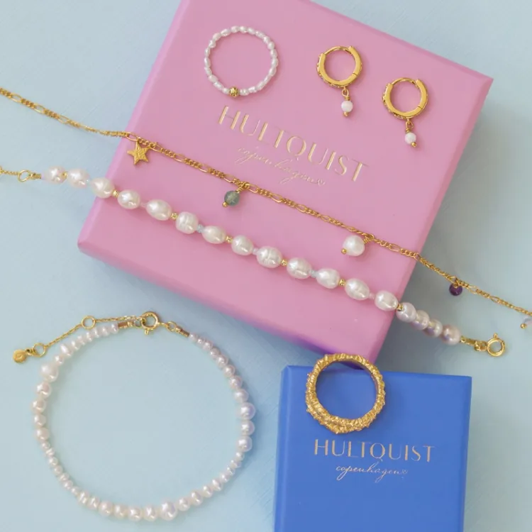Hultquist Pastel pearl Perle Armband in vergoldetem Sterlingsilber