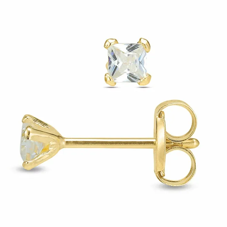 2,5 mm Ohrstecker in 9 Karat Gold mit Zirkon - Gold Collection