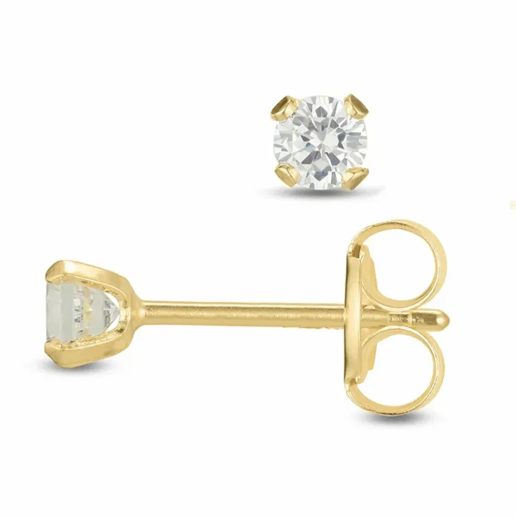 3 mm Ohrstecker in 9 Karat Gold mit Zirkon - Gold Collection