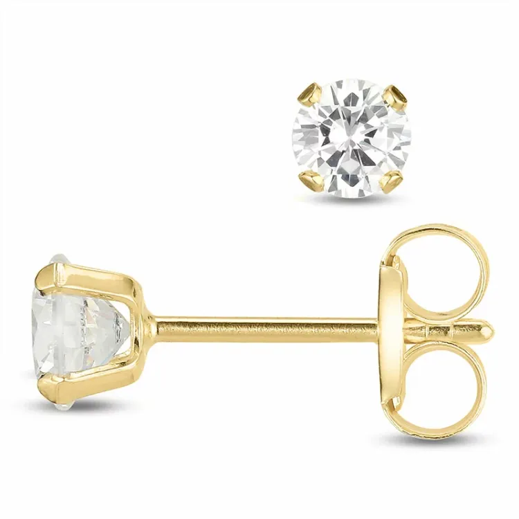 4 mm Ohrstecker in 9 Karat Gold mit Zirkon - Gold Collection