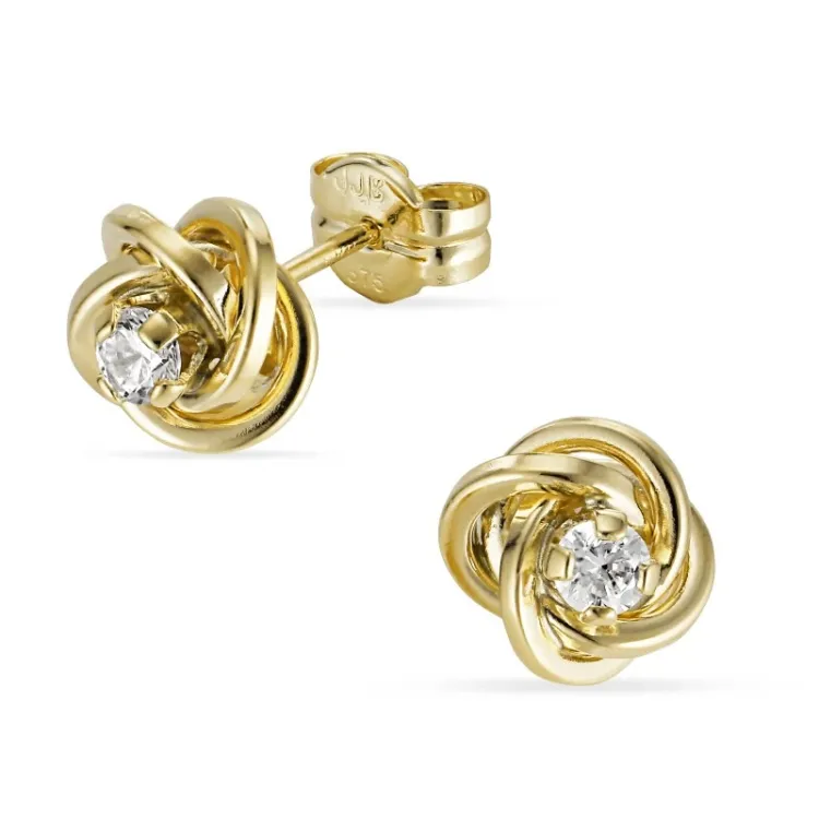 7,5-8 mm Ohrringe in 9 Karat Gold mit Zirkon - Gold Collection