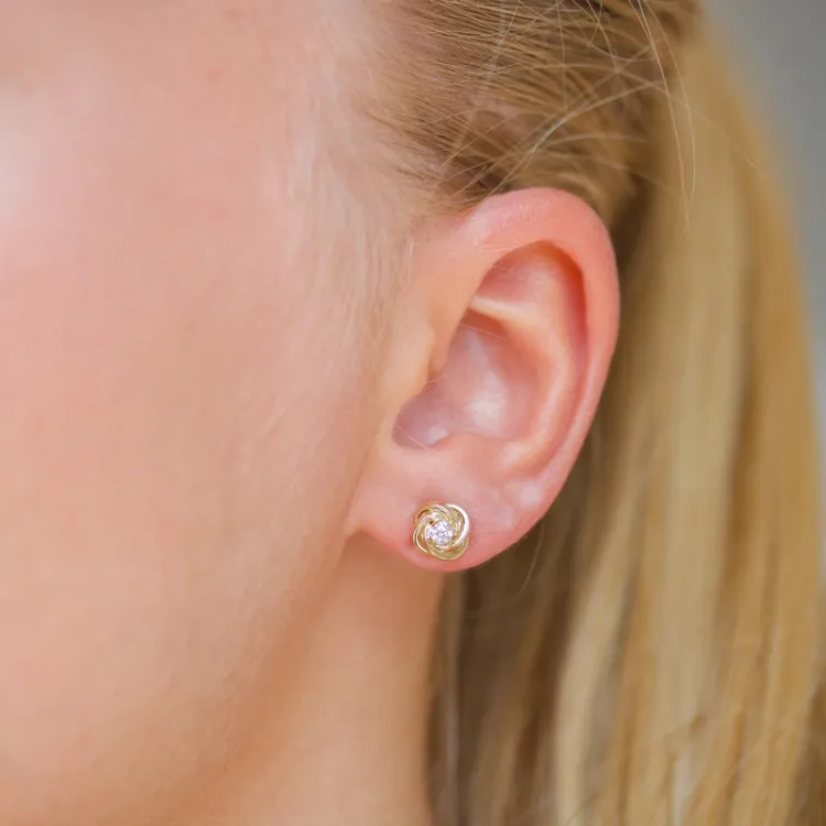 7,5-8 mm Ohrringe in 9 Karat Gold mit Zirkon - Gold Collection