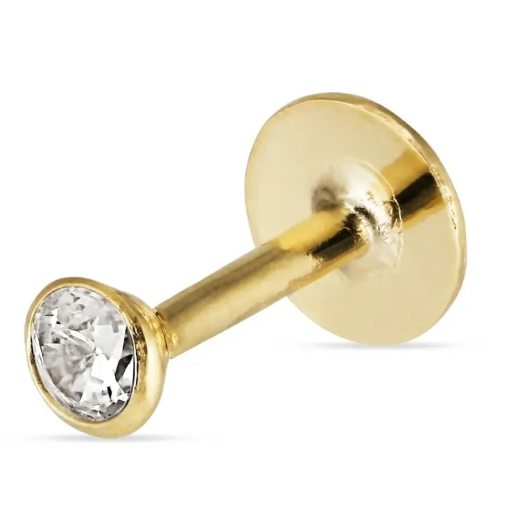 2,5 mm runder helix piercing in 9 Karat Gold mit Zirkon - Gold Collection