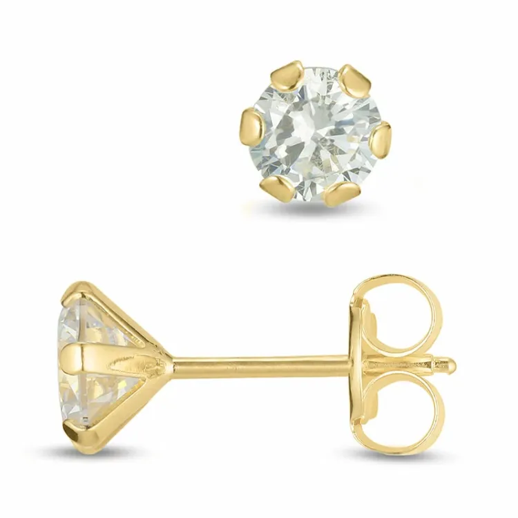 4 mm Ohrstecker in 9 Karat Gold mit Zirkon - Gold Collection