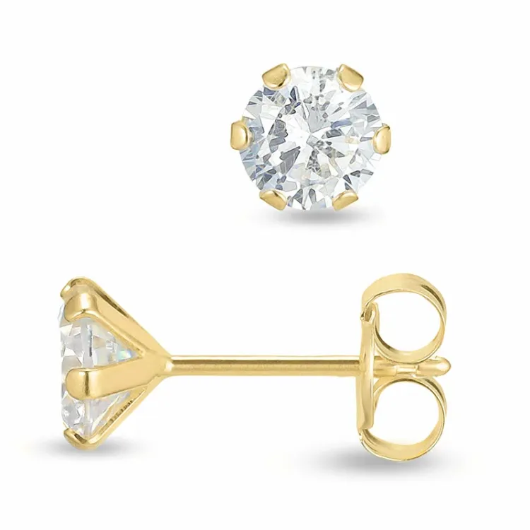 5 mm Ohrstecker in 9 Karat Gold mit Zirkon - Gold Collection