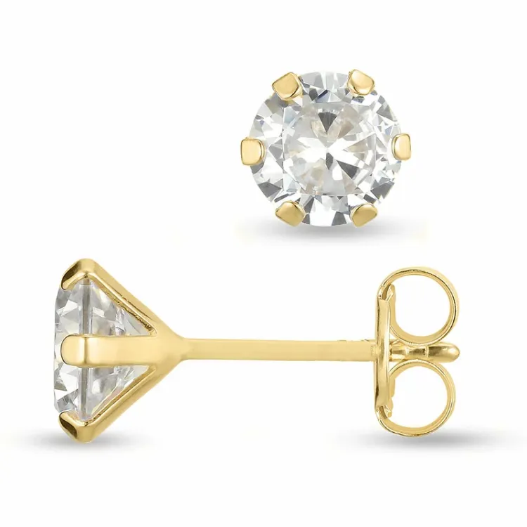 6 mm Ohrstecker in 9 Karat Gold mit Zirkon - Gold Collection