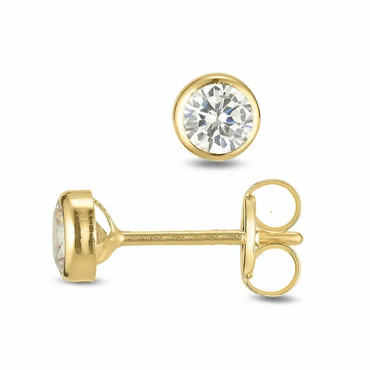 4 mm Ohrstecker in 9 Karat Gold mit Zirkon - Gold Collection