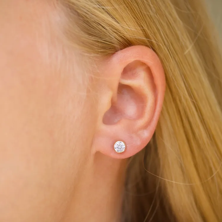 5 mm Ohrstecker in 9 Karat Gold mit Zirkon - Gold Collection