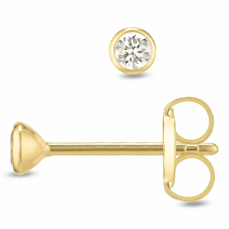 2,5 mm Ohrstecker in 9 Karat Gold mit Zirkon - Gold Collection