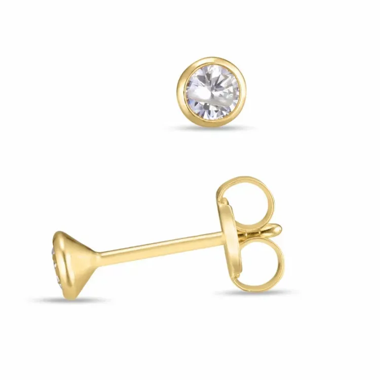 3 mm Ohrstecker in 9 Karat Gold mit Zirkon - Gold Collection