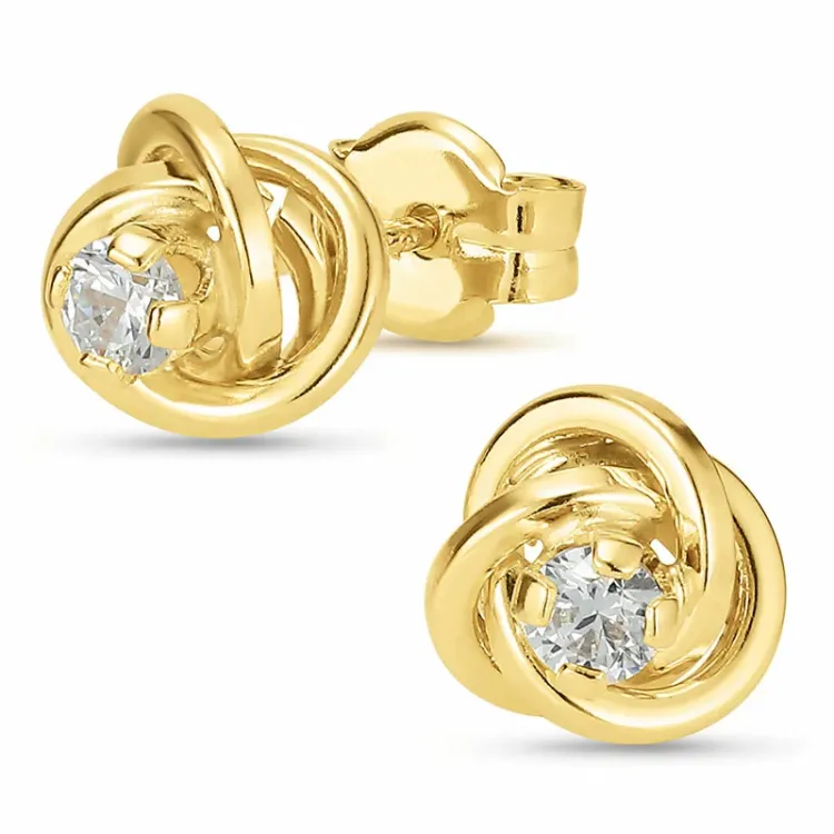 7 mm Ohrringe in 9 Karat Gold mit Zirkon - Gold Collection
