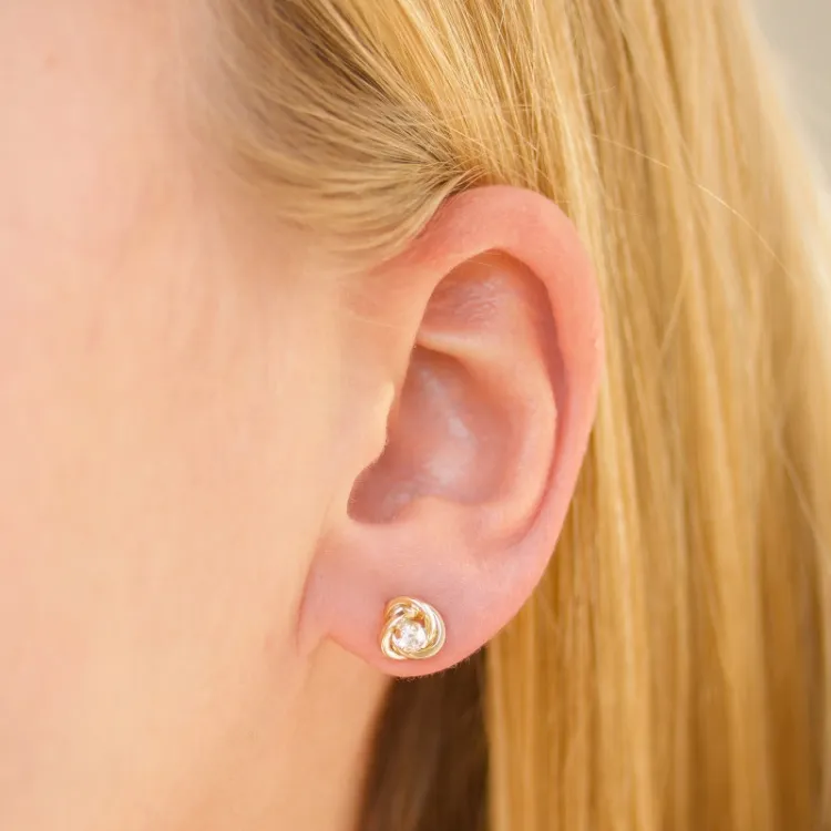 7 mm Ohrringe in 9 Karat Gold mit Zirkon - Gold Collection