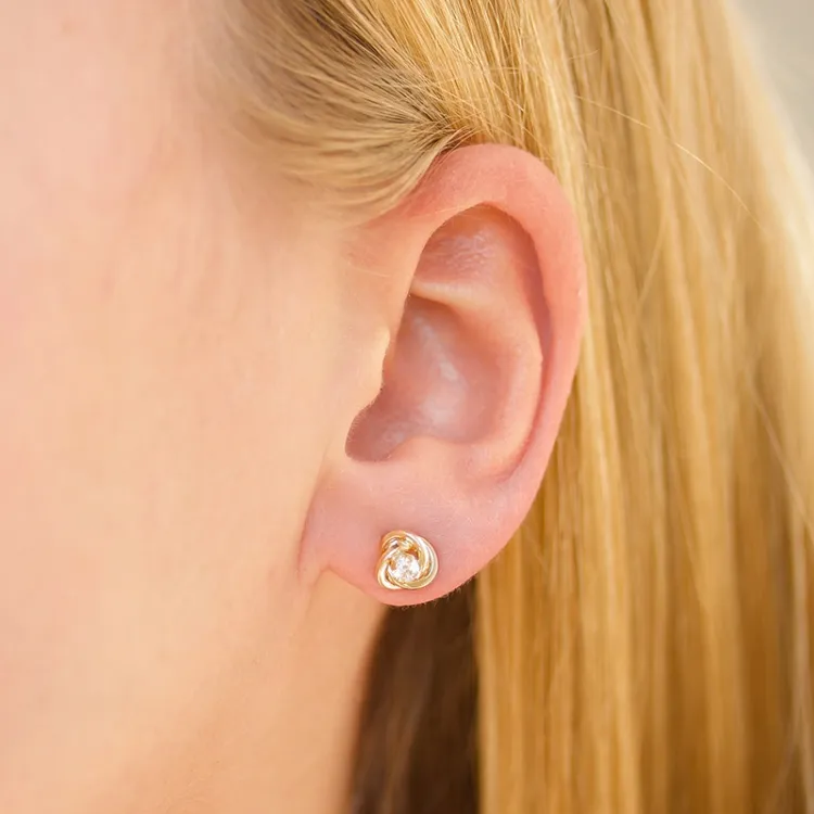 7 mm Ohrringe in 9 Karat Gold mit Zirkon - Gold Collection