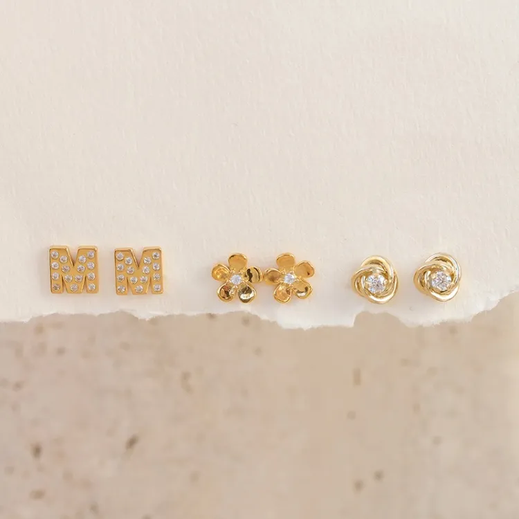 7 mm Ohrringe in 9 Karat Gold mit Zirkon - Gold Collection