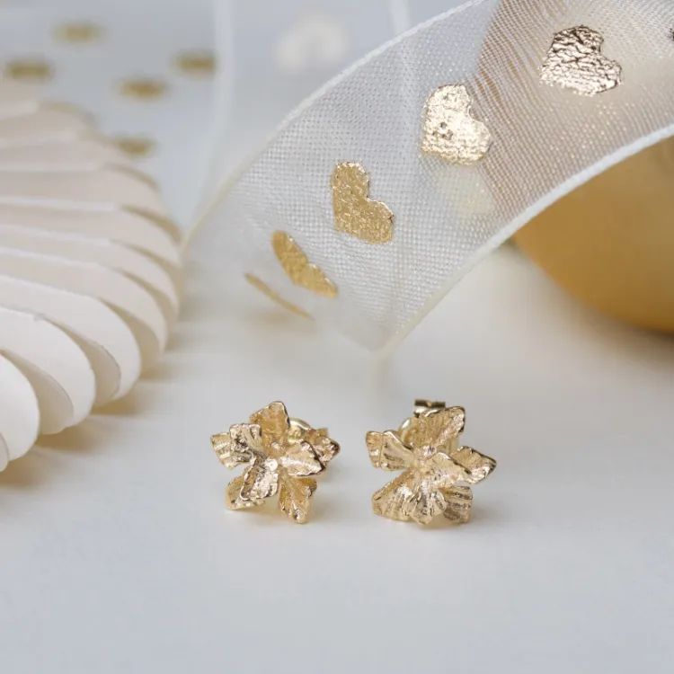 Blumen Ohrstecker in 9 Karat Gold - Gold Collection