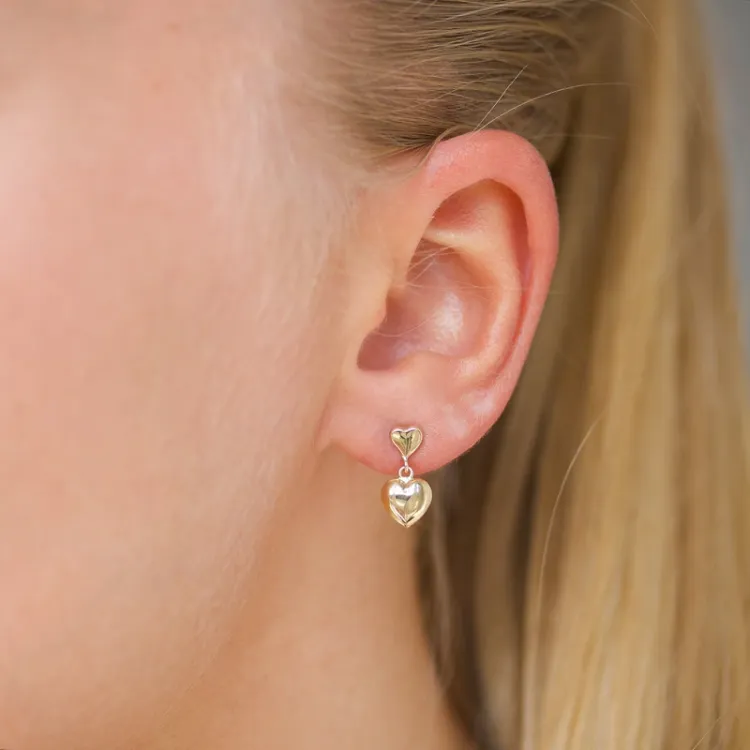 lange Herz Ohrringe in 9 Karat Gold - Gold Collection