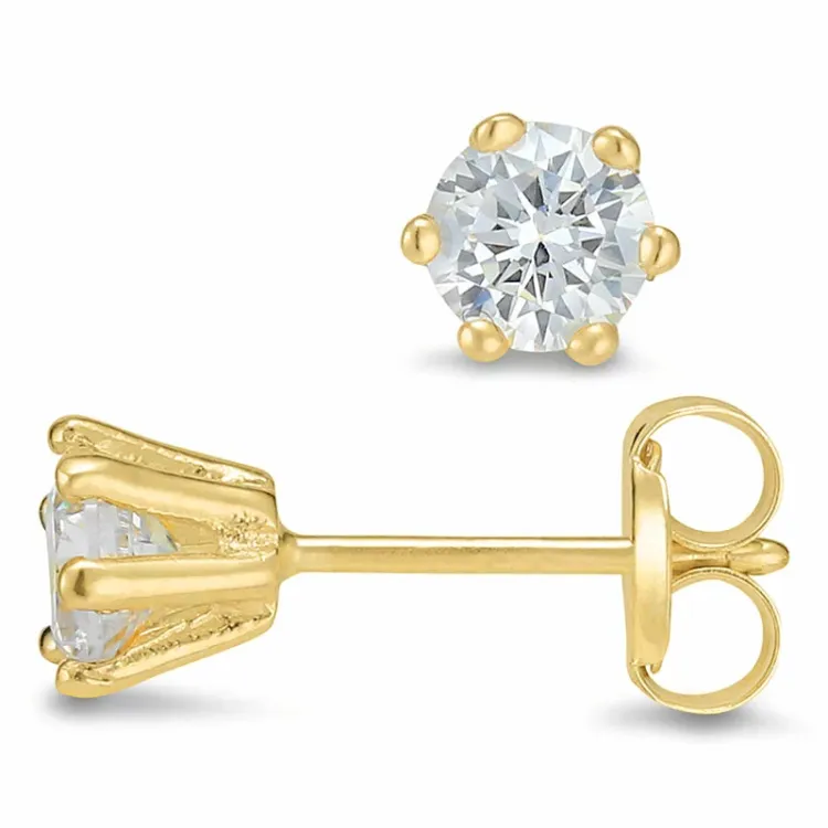 4 mm Zirkon Ohrstecker in 9 Karat Gold mit Zirkon - Gold Collection
