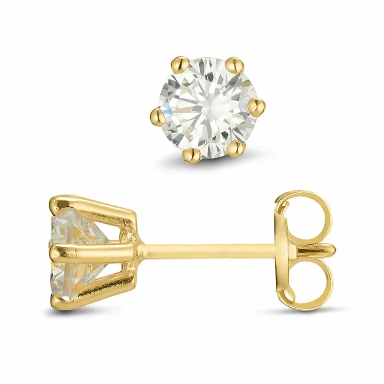 5 mm Zirkon Ohrringe in 9 Karat Gold mit Zirkon - Gold Collection