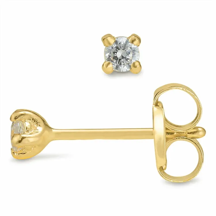 2 mm Zirkon Ohrstecker in 9 Karat Gold mit Zirkon - Gold Collection