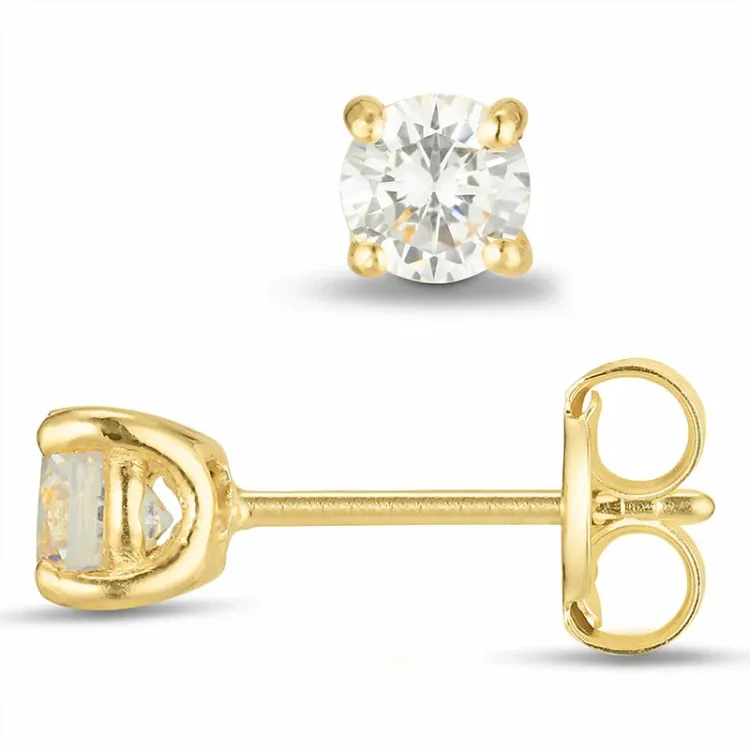 4 mm Zirkon Ohrstecker in 9 Karat Gold mit Zirkon - Gold Collection