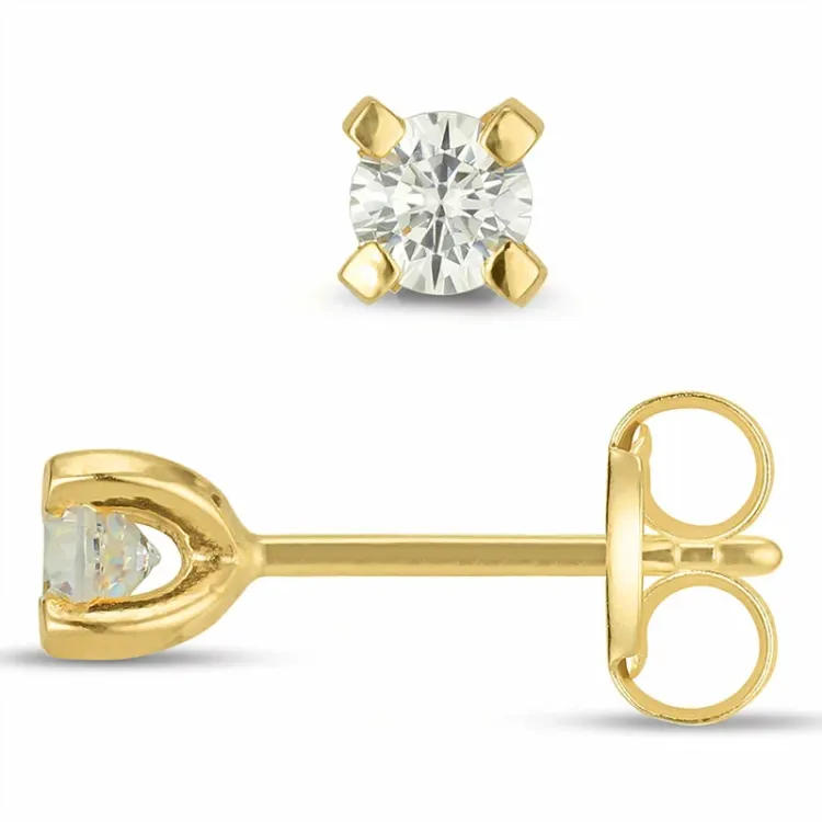 3 mm Zirkon Ohrstecker in 9 Karat Gold mit Zirkon - Gold Collection