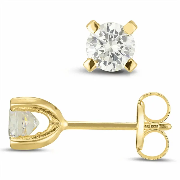 4 mm Zirkon Ohrstecker in 9 Karat Gold mit Zirkon - Gold Collection