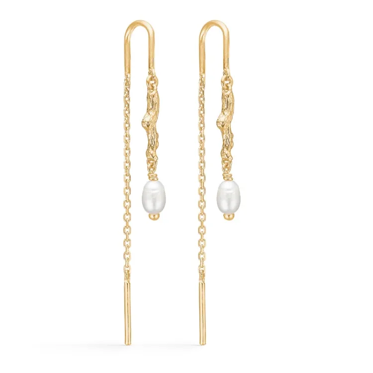 Studio Z Tangled Perle Ohrhänger in vergoldetem Sterlingsilber