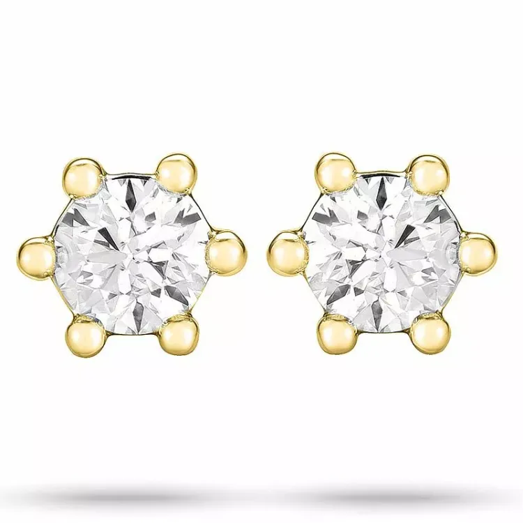 2 x 0,20 ct Solitärohrstecker in 14 Karat Gold mit Diamant 
