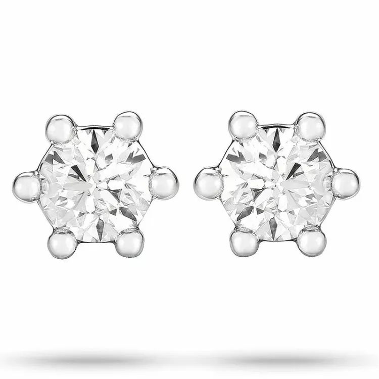 2 x 0,20 ct Diamant Solitärohrstecker in 14 Karat Weißgold mit Diamant 