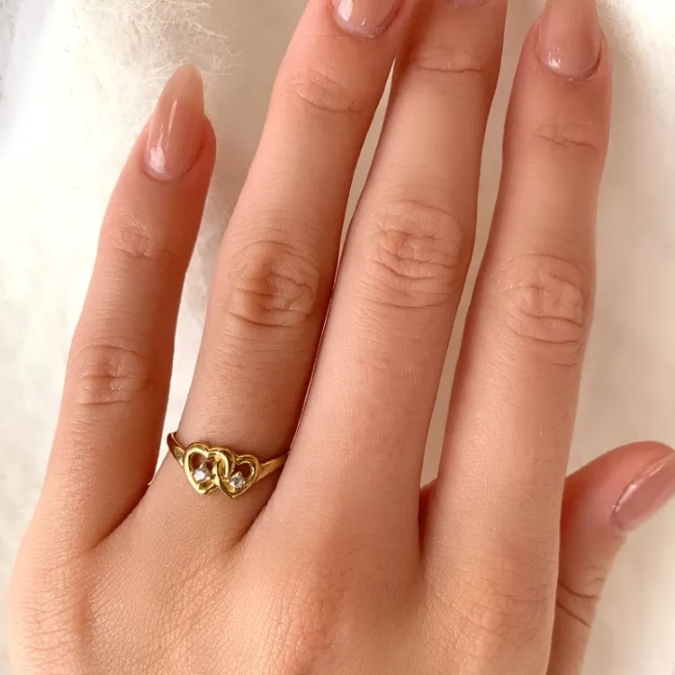 Herz weißem Zirkon Ring aus 9 Karat Gold