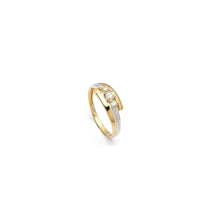 weißem Zirkon Ring aus 9 Karat Weißgold mit 9 Karat Gold