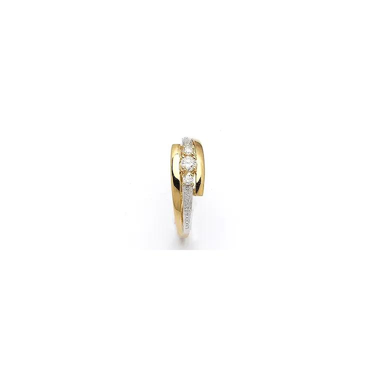 weißem Zirkon Ring aus 9 Karat Weißgold mit 9 Karat Gold