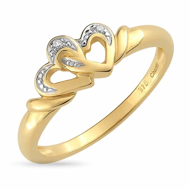 Herz Zirkon Ring aus 9 Karat Gold mit Rhodium - Gold Collection
