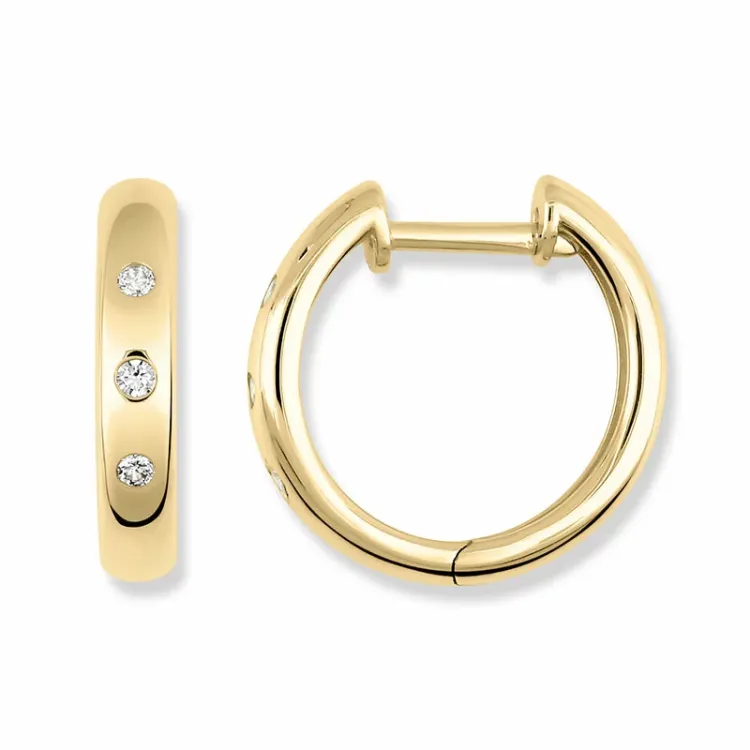 14 mm Kreole in 9 Karat Gold mit Zirkon - Gold Collection