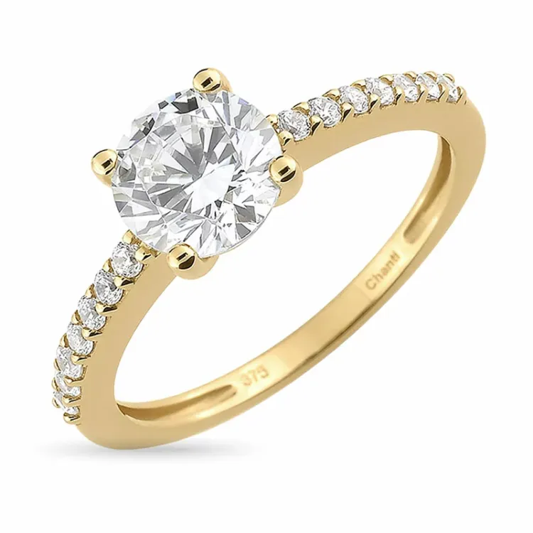 weißem Zirkon Ring aus 9 Karat Gold - Gold Collection