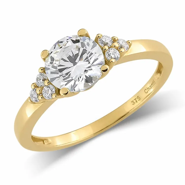 weißem Zirkon Ring aus 9 Karat Gold - Gold Collection