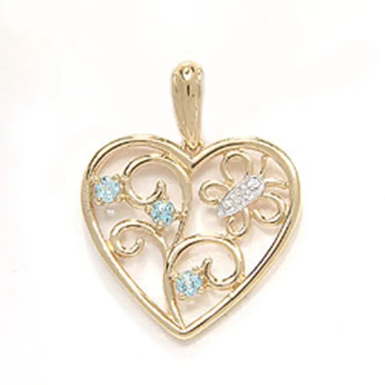 Herz Anhänger aus 9 Karat Gold mit Rhodium