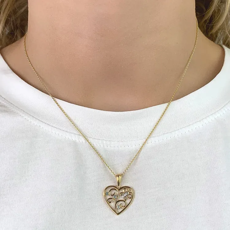 Herz Anhänger aus 9 Karat Gold mit Rhodium