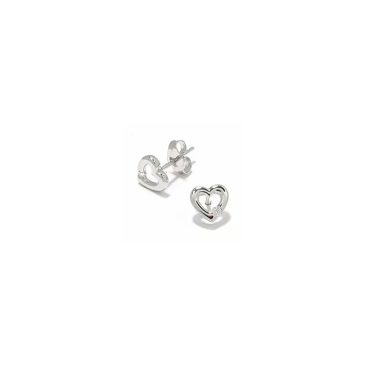 Herz Ohrstecker in 9 Karat Weißgold mit Zirkonen