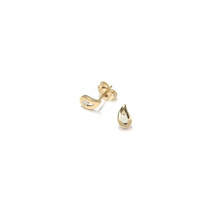 Tropfen Ohrstecker in 9 Karat Gold mit Zirkonen