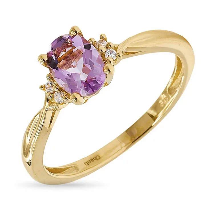 ovaler Amethyst Goldring aus 9 Karat Gold - Gold Collection