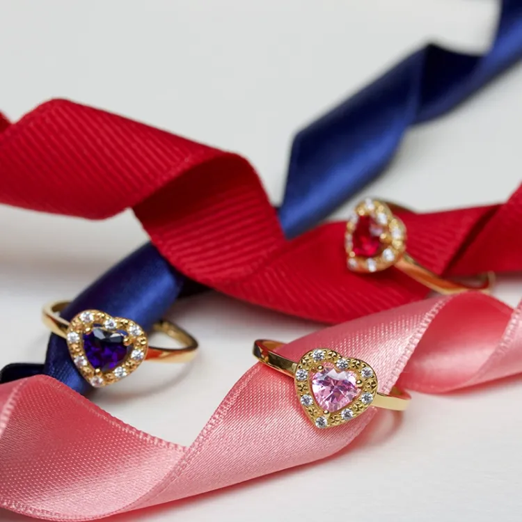 Elegant Herz rosa Zirkon Ring aus 9 Karat Gold - Gold Collection