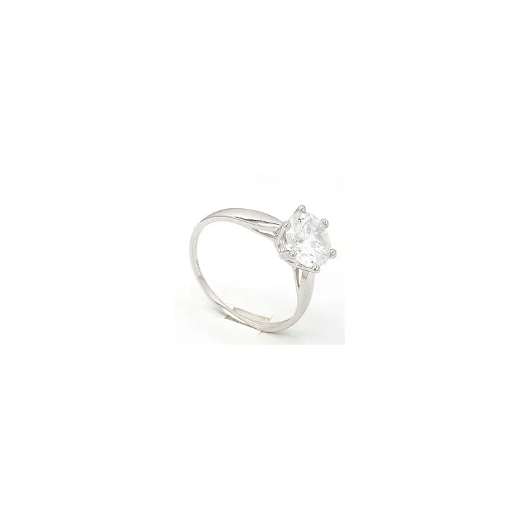 Gross Zirkon Solitärring aus 8 Karat Weißgold