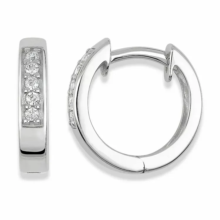 11 mm kreolen in 9 karat weißgold mit zirkonen