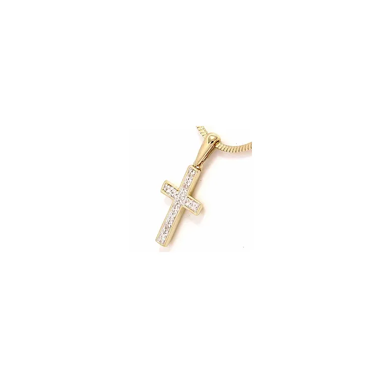 Breit Kreuz Anhänger aus 9 Karat Gold mit Rhodium