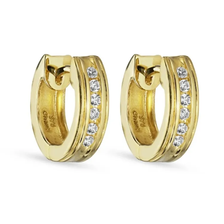 11 mm Kreole in 9 Karat Gold mit Zirkon