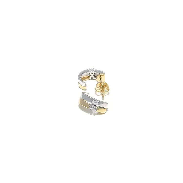 Diamant Halbkreolen in 14 Karat Gold und Weißgold mit Diamant