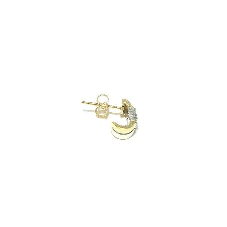 Diamant Halbkreolen in 14 Karat Gold und Weißgold mit Diamant