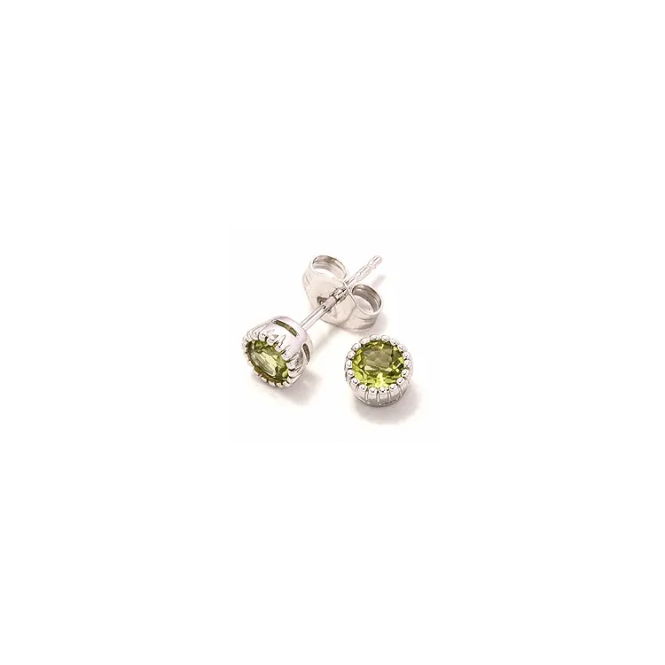 Peridot Ohrstecker in 9 Karat Weißgold mit Peridoten